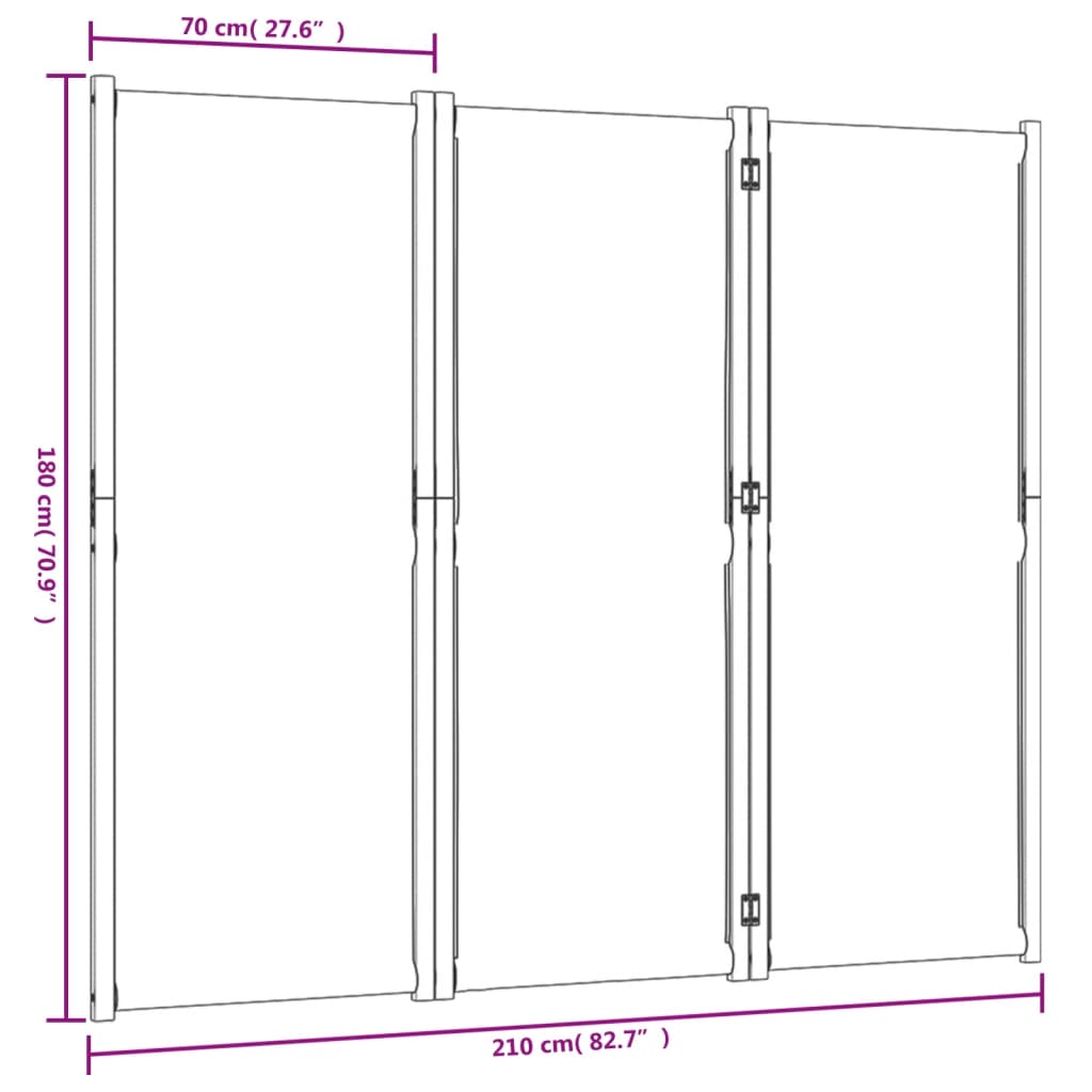 Rumsavdelare 3 paneler taupe 210x180 cm