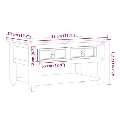 Soffbord med lådor Corona 85x50x45 cm massivt trä