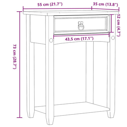 Konsolbord Corona 55x35x73 cm massiv furu