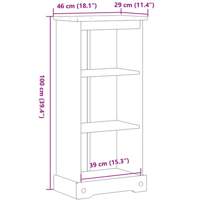 Bokhylla Corona 46x29x100 cm massiv furu