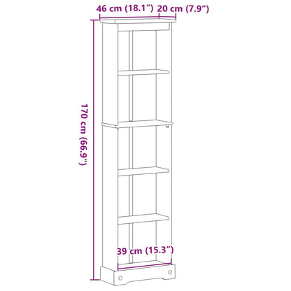 Bokhylla Corona 46x20x170 cm massiv furu