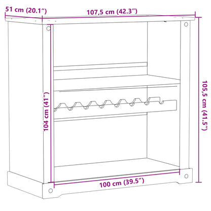 Vinskåp Corona 107,5x51x105,5 cm massiv furu