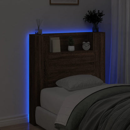 Sänggavel med LED brun ek 100x16,5x103,5 cm