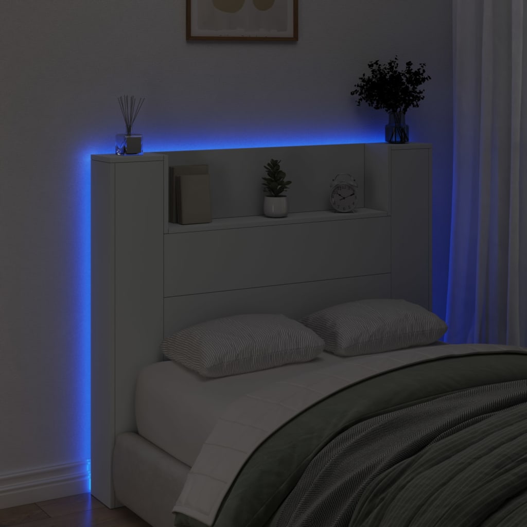 Sänggavel med LED vit 120x16,5x103,5 cm