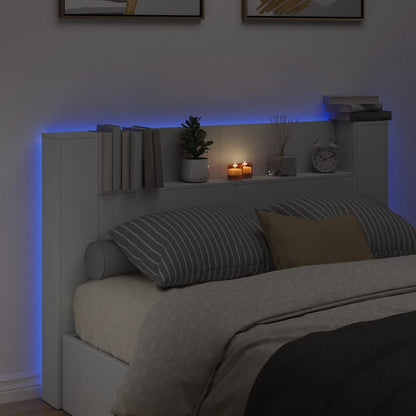 Sänggavel med LED vit 160x16,5x103,5 cm