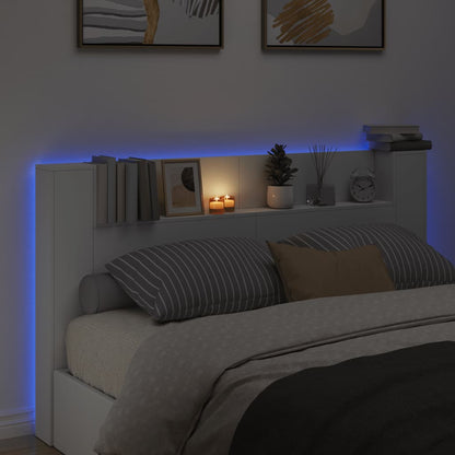 Sänggavel med LED vit 180x16,5x103,5 cm