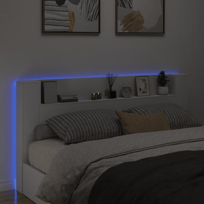 Sänggavel med LED vit 200x16,5x103,5 cm