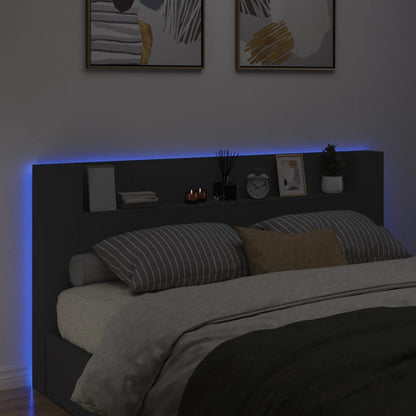 Sänggavel med LED svart 200x16,5x103,5 cm