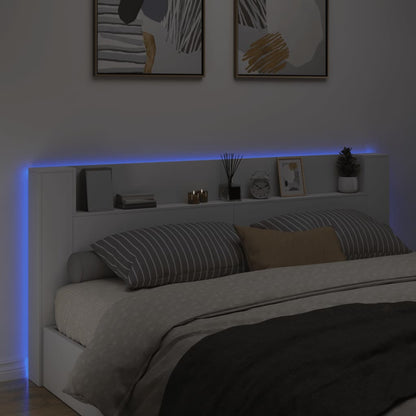 Sänggavel med LED vit 220x16,5x103,5 cm