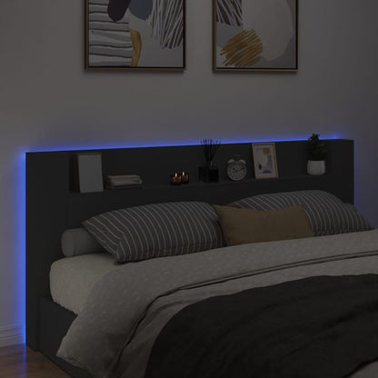 Sänggavel med LED svart 220x16,5x103,5 cm