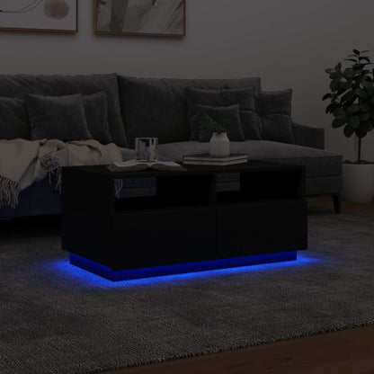 Soffbord med LED svart 90x49x40 cm