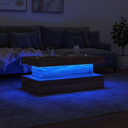 Soffbord med LED brun ek 90x50x40 cm