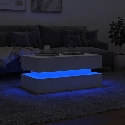 Soffbord med LED vit 90x50x40 cm