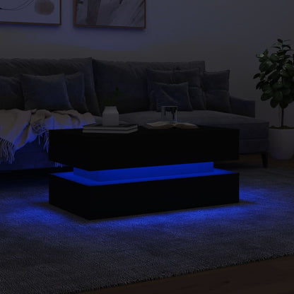 Soffbord med LED svart 90x50x40 cm