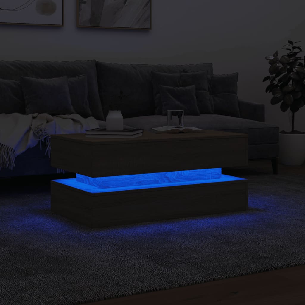 Soffbord med LED sonoma-ek 90x50x40 cm