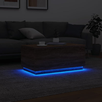 Soffbord med LED brun ek 90x50x40 cm