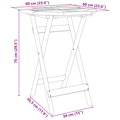 Hopfällbart trädgårdsbord Ø60x75 cm massivt akaciaträ