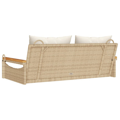 Gungbänk med dynor beige 109x62x40 cm konstrotting