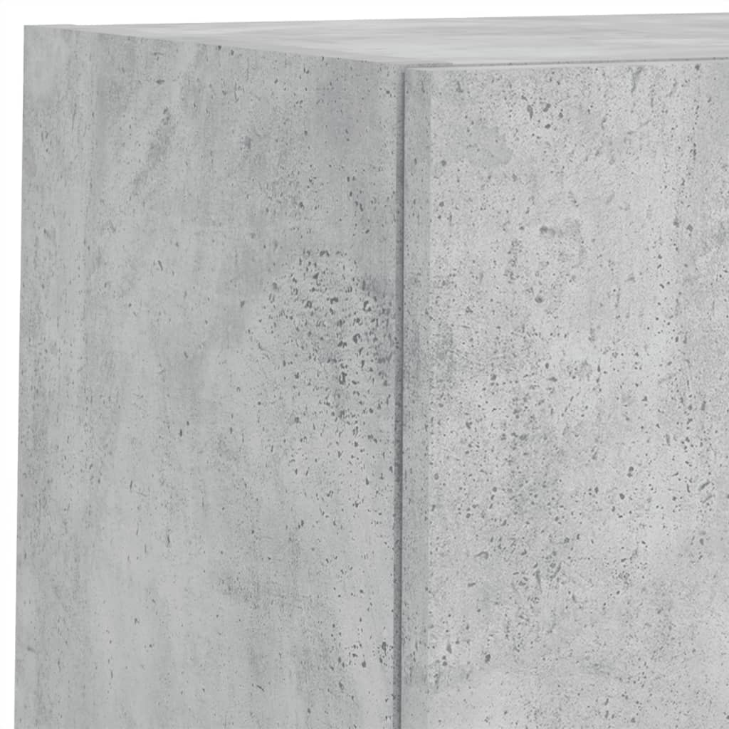 Väggmonterade TV-skåp 4 delar med LEDs betonggrå