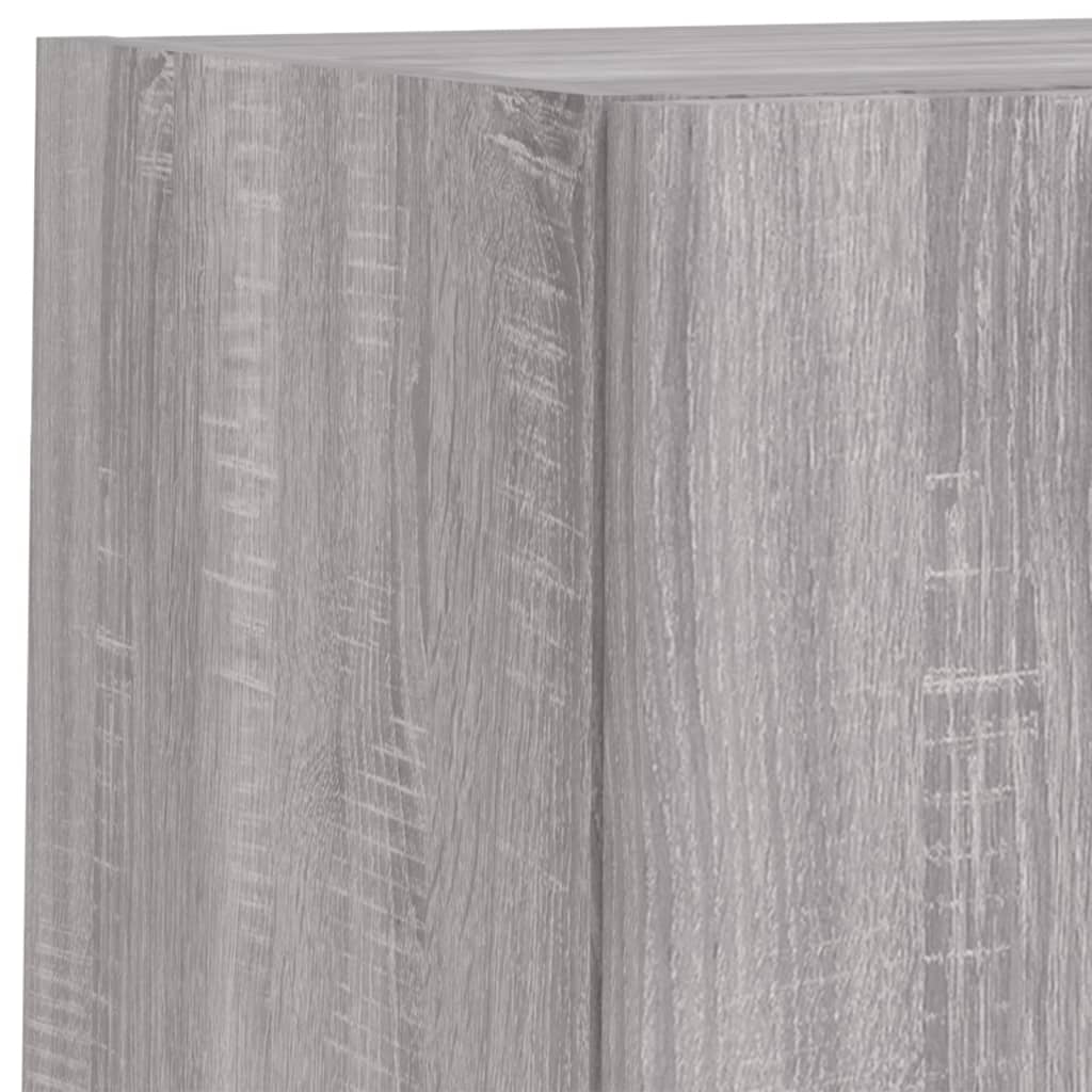 Väggmonterade tv-skåp 4 delar med LEDs grå sonoma