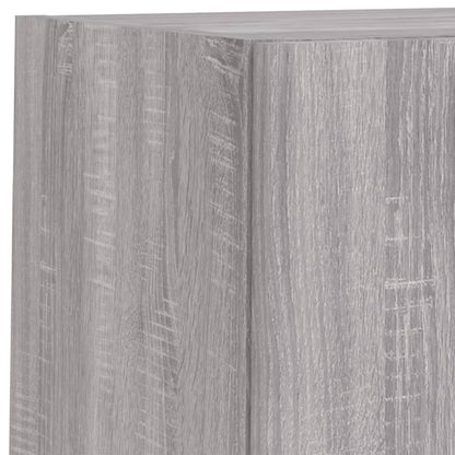 Väggmonterade tv-skåp 4 delar med LEDs grå sonoma