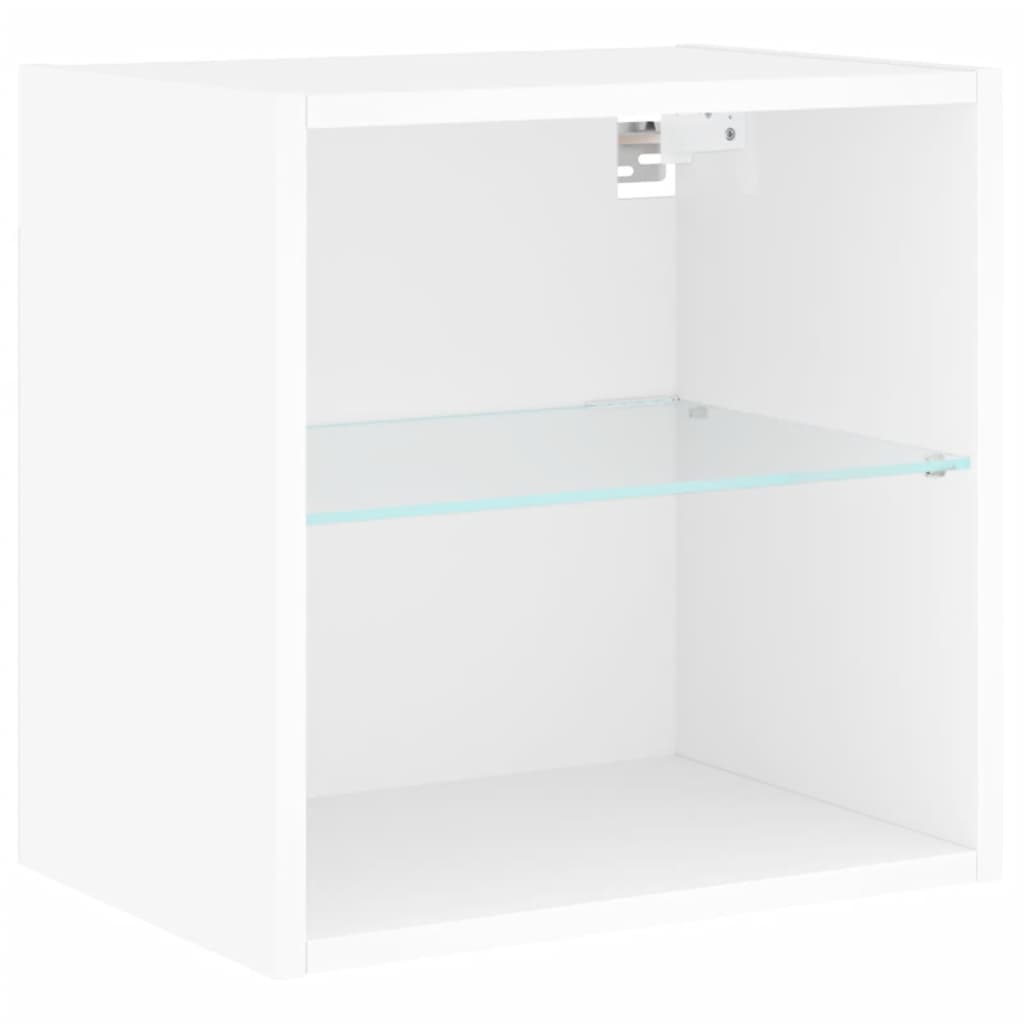 Tv-bänk 5 delar LED vit konstruerat trä