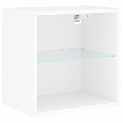 Tv-bänk 5 delar LED vit konstruerat trä