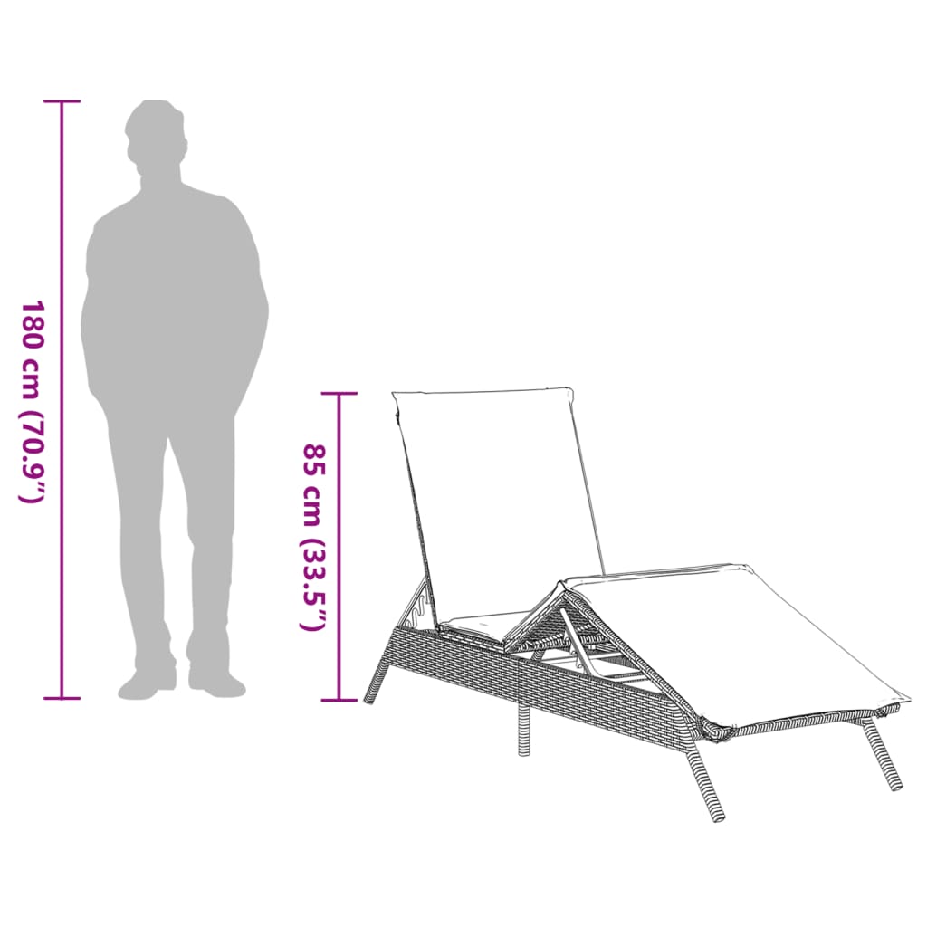 Solsäng med dynor brun konstrotting