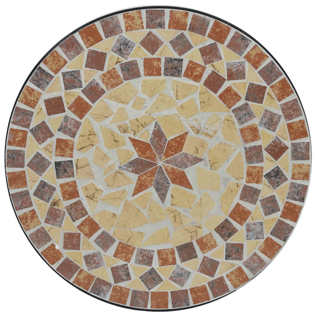 Mosaikbord terrakotta och vit Ø50x70 cm keramik