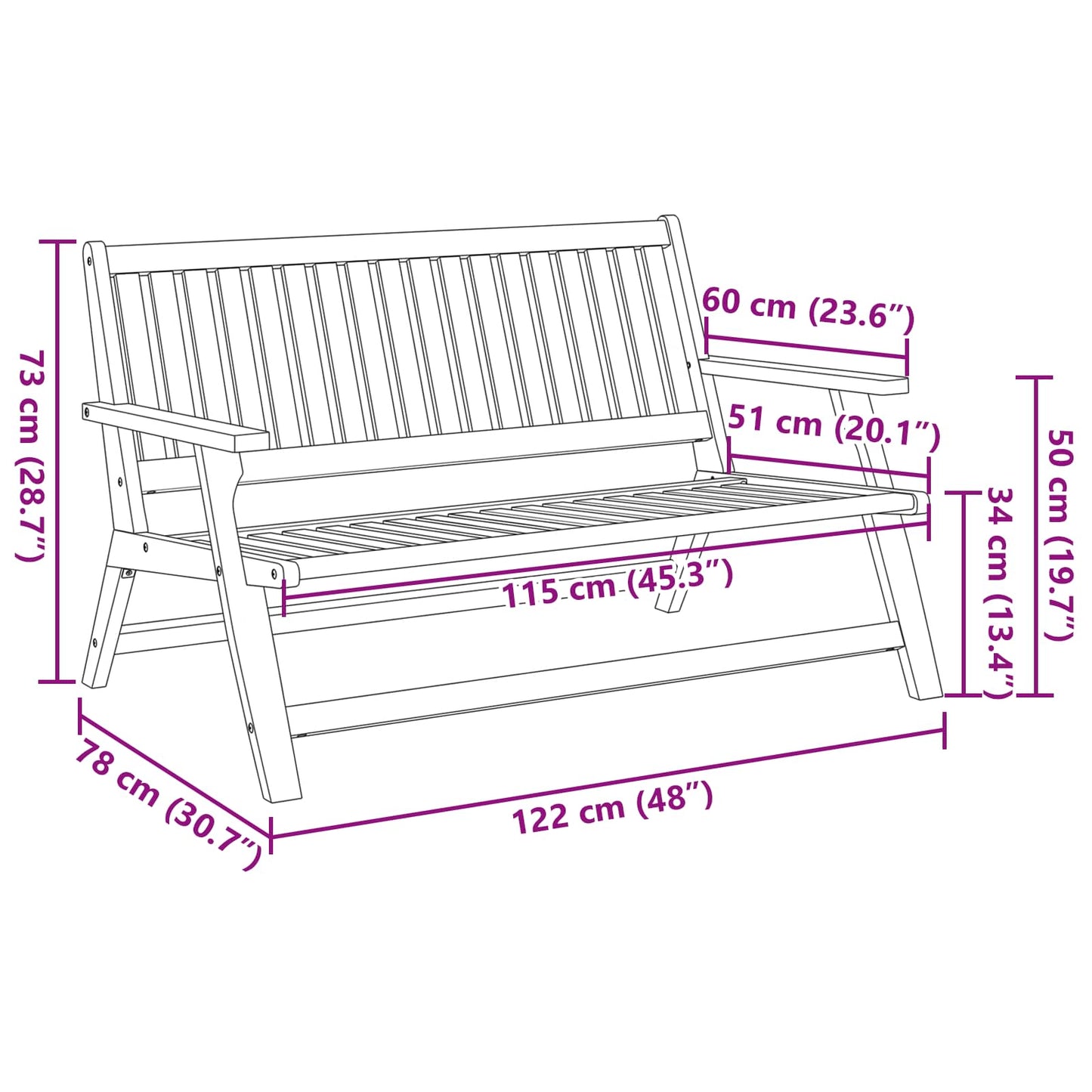 Avkopplingsbänk Brun Massivt Akaciaträ