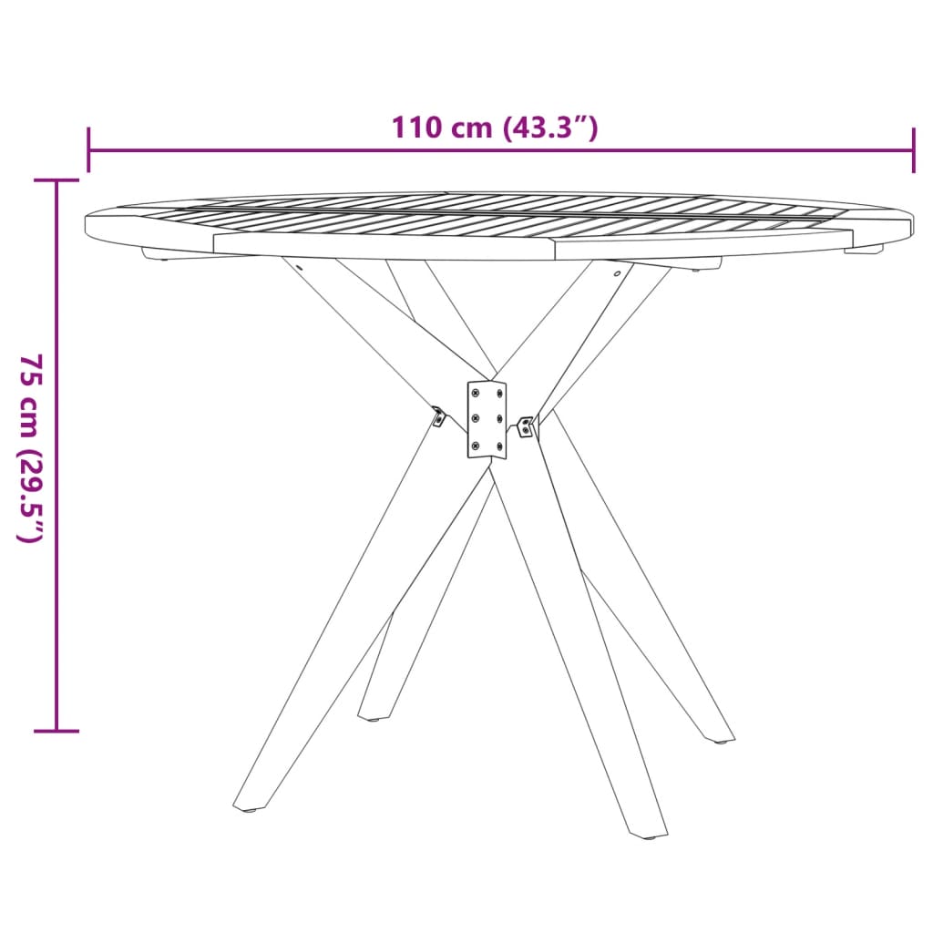 Trädgårdsbord runt Ø110x75 cm massivt akaciaträ