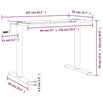 Stativ för höjbart skrivbord svart (94-135)x60x(70-114) cm stål