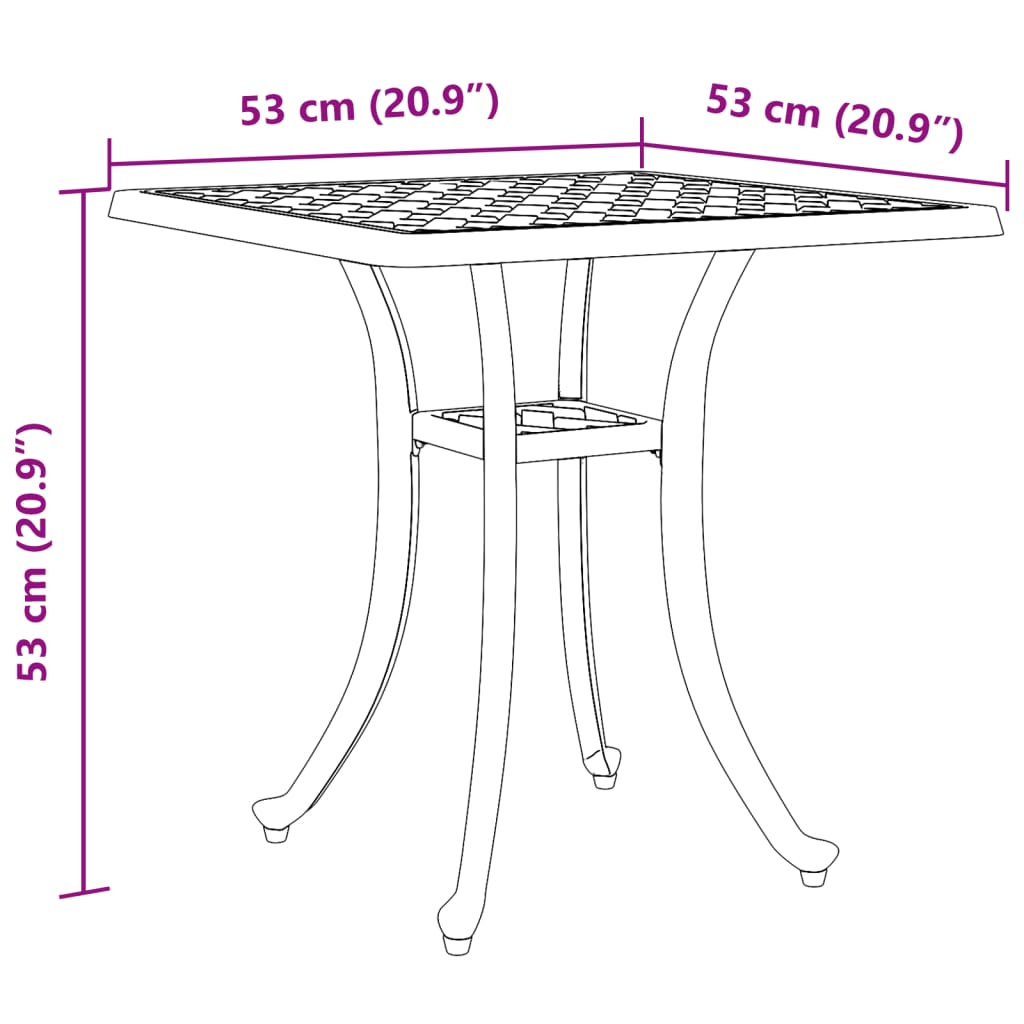 Trädgårdsbord vit 53x53x53 cm gjuten aluminium