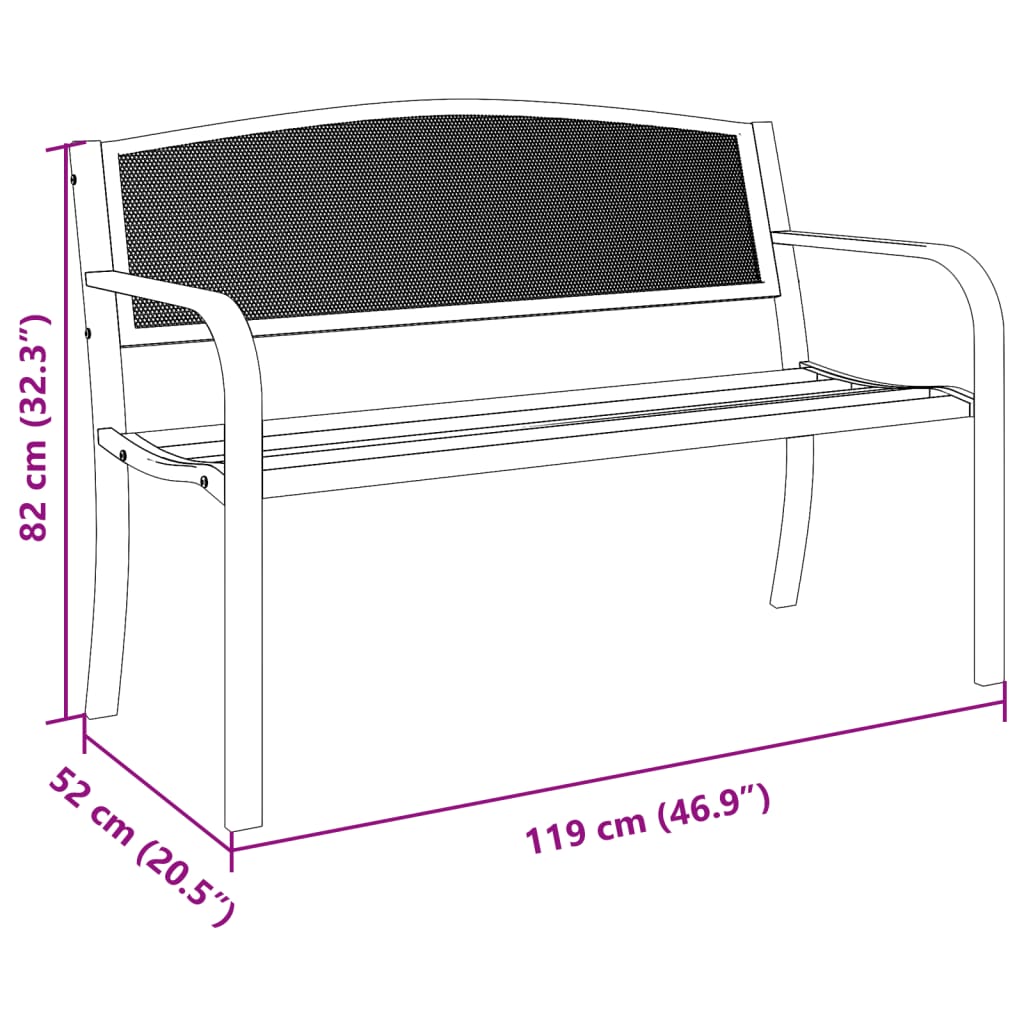 Trädgårdsbänk 119 cm svart stål