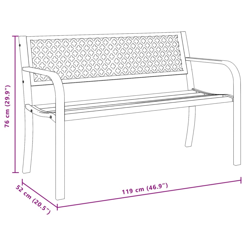 Trädgårdsbänk 119 cm svart stål