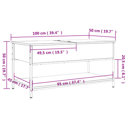 Soffbord sonoma-ek 100x50x50 cm konstruerat trä och metall