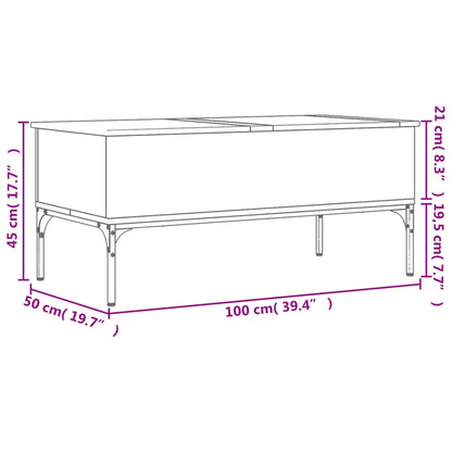 Soffbord sonoma-ek 100x50x45 cm konstruerat trä och metall