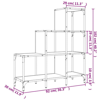 Bokhylla svart 92x30x102 cm konstruerat trä och metall