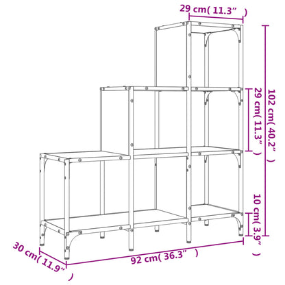 Bokhylla sonoma-ek 92x30x102 cm konstruerat trä och metall