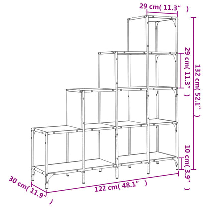 Bokhylla sonoma-ek 122x30x132 cm konstruerat trä och metall