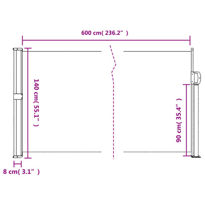 Infällbar sidomarkis beige 140x600 cm