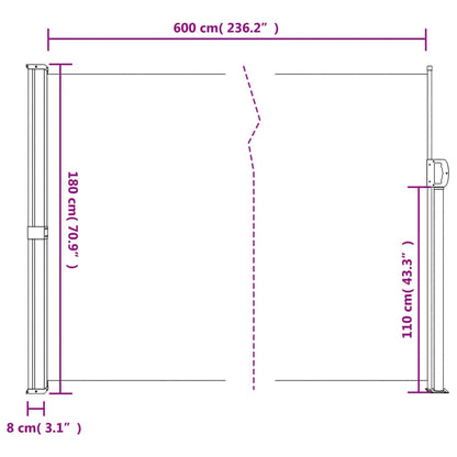 Infällbar sidomarkis 180x600 cm röd