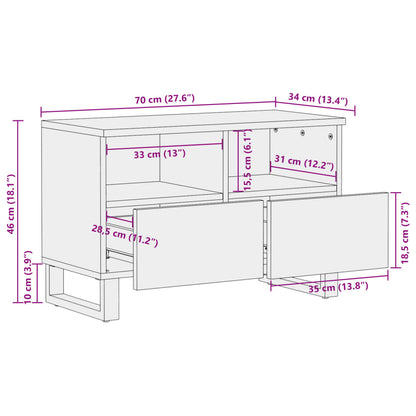 Tv-bänk 70x34x46 cm massivt grovt mangoträ