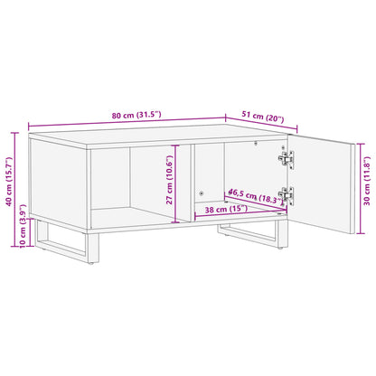 Soffbord brun 80x51x40 cm massivt grovt mangoträ