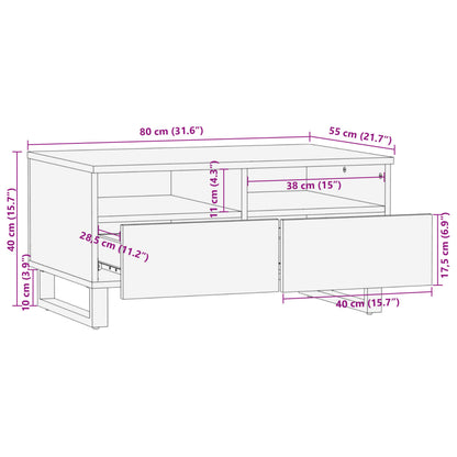 Soffbord 80x55x40 cm massivt grovt mangoträ