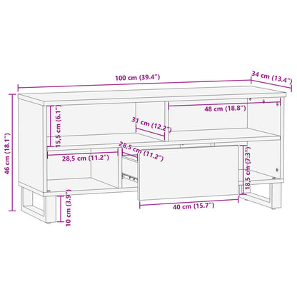 Tv-bänk 100x34x46 cm massivt grovt mangoträ