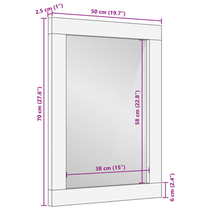 Badrumsspegel 50x70 cm massivt grovt mangoträ och glas