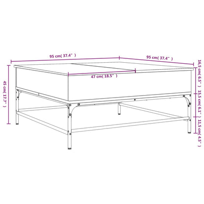 Soffbord rökfärgad ek 95x95x45 cm konstruerat trä och metall