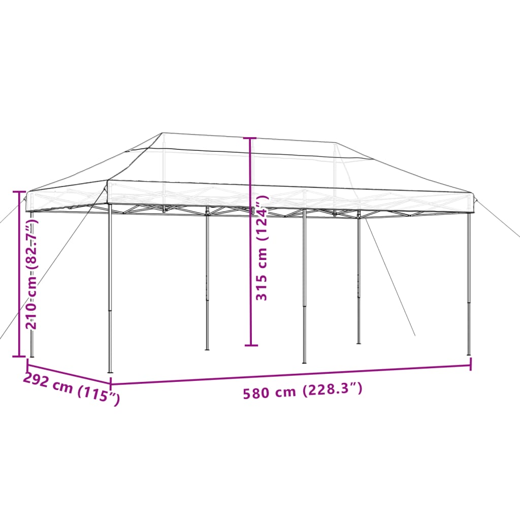 Pop-Up hopfällbart partytält 580x292x315 cm orange