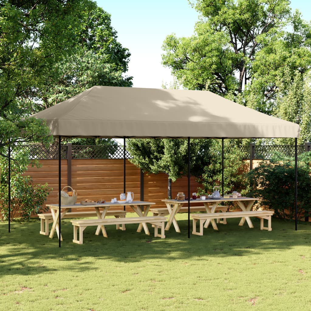 Pop-Up hopfällbart partytält 580x292x315 cm taupe